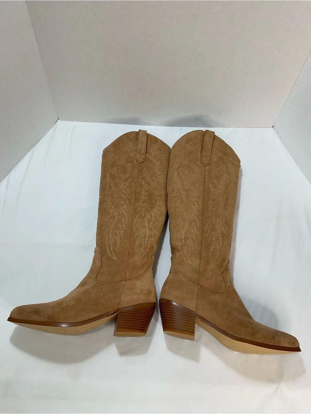 Over-the-Knee Suede Boots in Tan - Women's Fashion Knee High